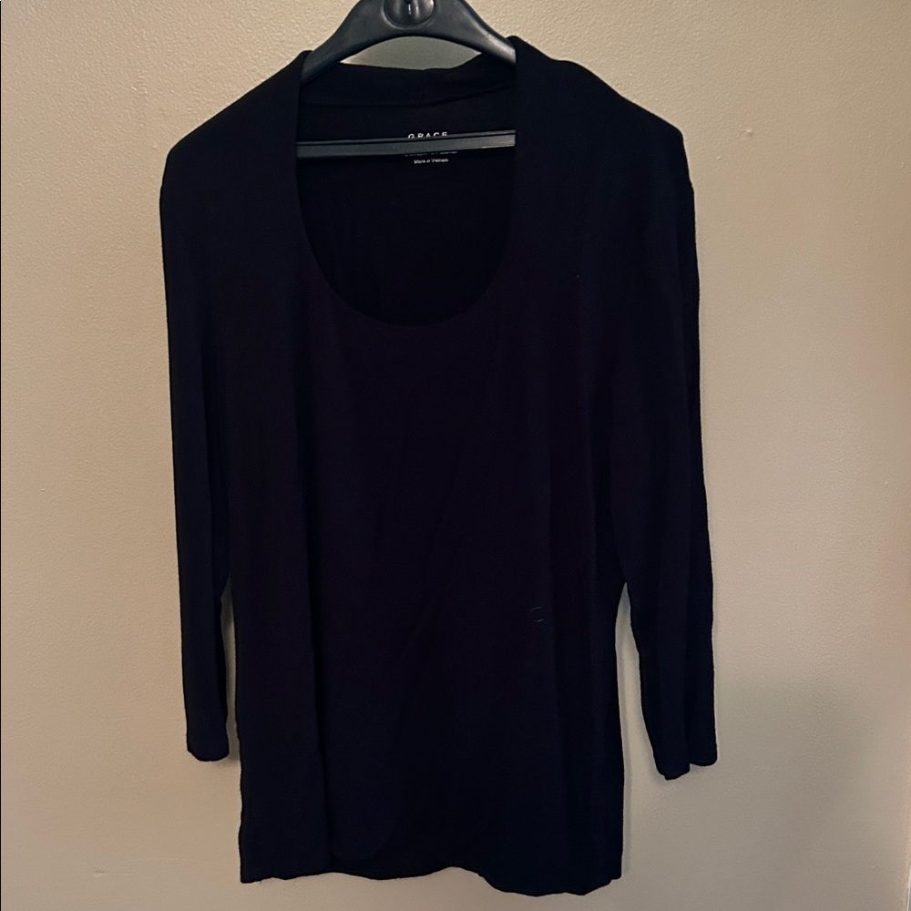 Grace Elegant Black Rayon Top